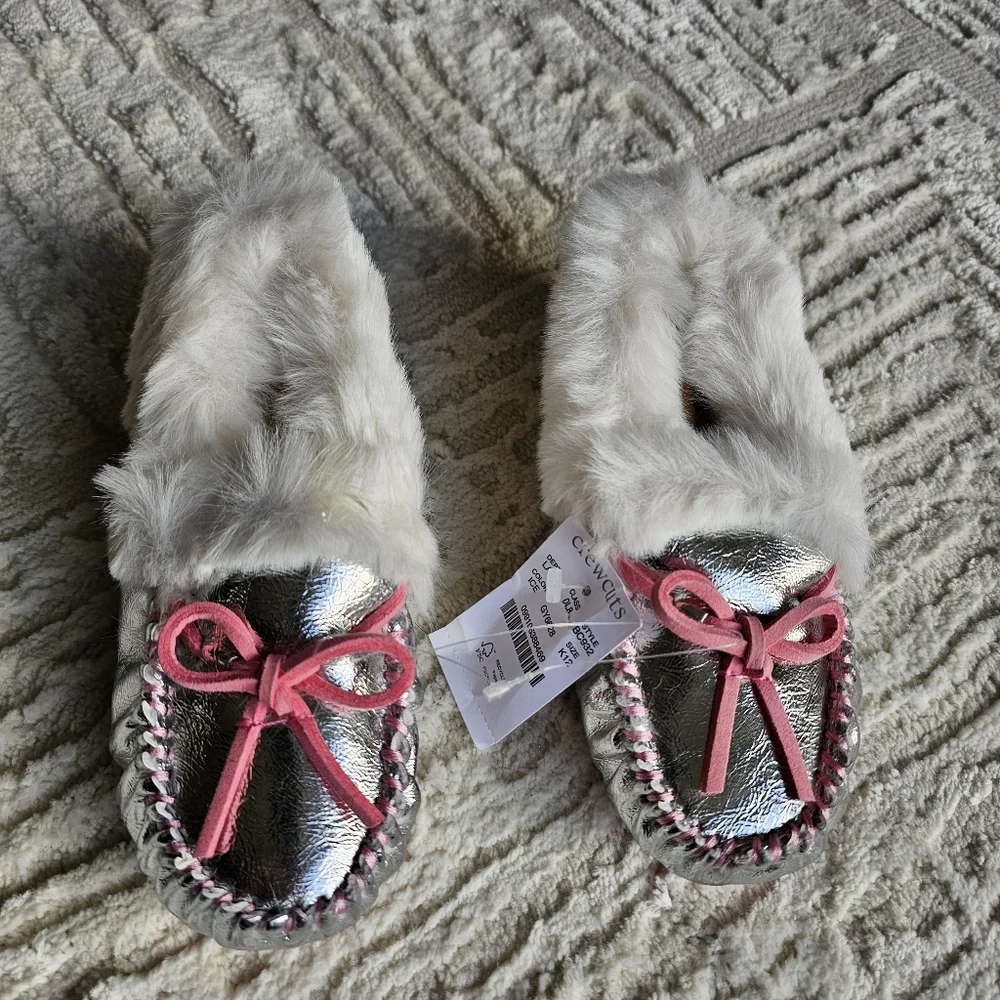 New! J.Crew K12 Crewcuts Girls Metallic Lodge Moccasins Slippers NWT BC932